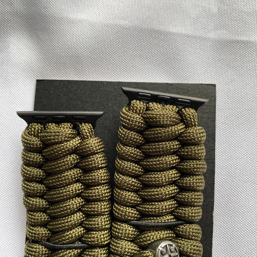 Adventure Paracord Strap for Apple Watch Series 7 6 5 4 3 Green Army